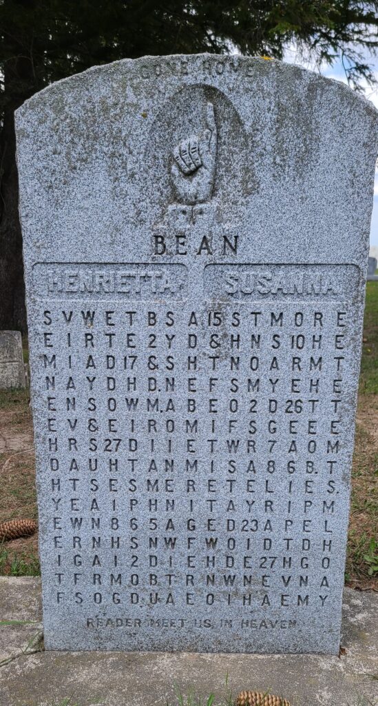 bean puzzle tombstone